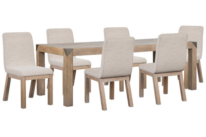 Magnussen - Ainsley Cerused Khaki Extendable Rectangular Dining Table With 6 Host Chairs - D5333-20-KIT17 view 1