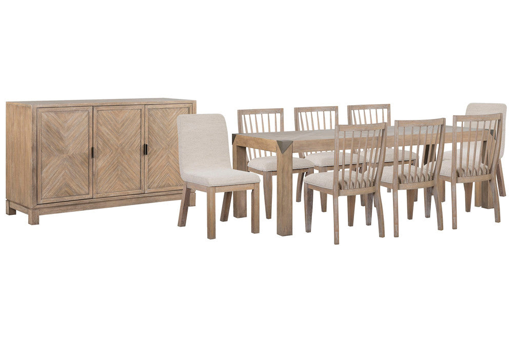 Magnussen - Ainsley Cerused Khaki Extendable Rectangular Dining Table With 6 Side Chairs 2 Host Chairs And Buffet - D5333-20-KIT38 view 1