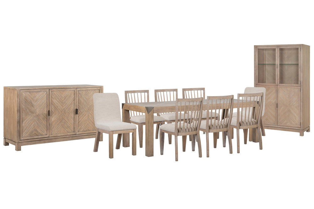 Magnussen - Ainsley Cerused Khaki Extendable Rectangular Dining Table With 6 Side Chairs 2 Host Chairs Buffet And Display Cabinet - D5333-20-KIT40 view 1