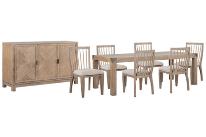 Magnussen - Ainsley Cerused Khaki Extendable Rectangular Dining Table With 6 Side Chairs And Buffet - D5333-20-KIT6 view 1