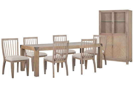 Magnussen - Ainsley Cerused Khaki Extendable Rectangular Dining Table With 6 Side Chairs And Display Cabinet - D5333-20-KIT7 view 1