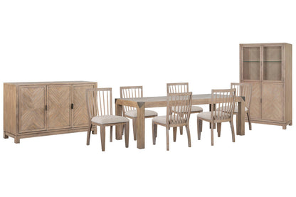 Magnussen - Ainsley Cerused Khaki Extendable Rectangular Dining Table With 6 Side Chairs Buffet And Display Cabinet - D5333-20-KIT8 view 1