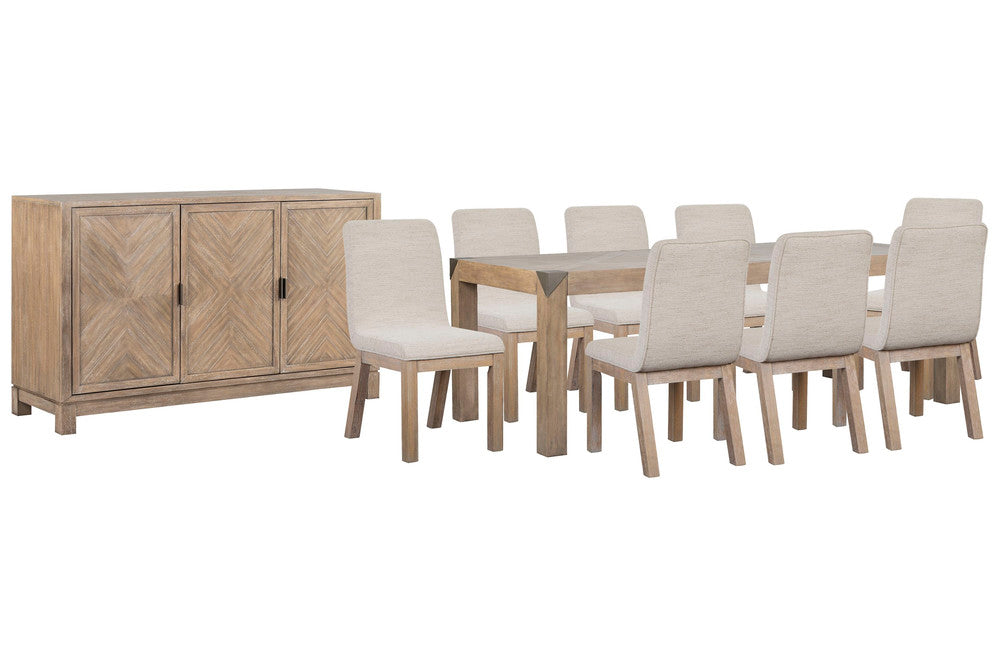 Magnussen - Ainsley Cerused Khaki Extendable Rectangular Dining Table With 8 Host Chairs And Buffet - D5333-20-KIT22 view 1