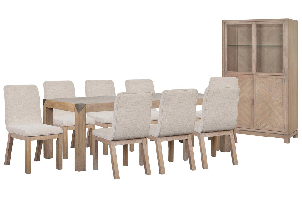 Magnussen - Ainsley Cerused Khaki Extendable Rectangular Dining Table With 8 Host Chairs And Display Cabinet - D5333-20-KIT23 view 1