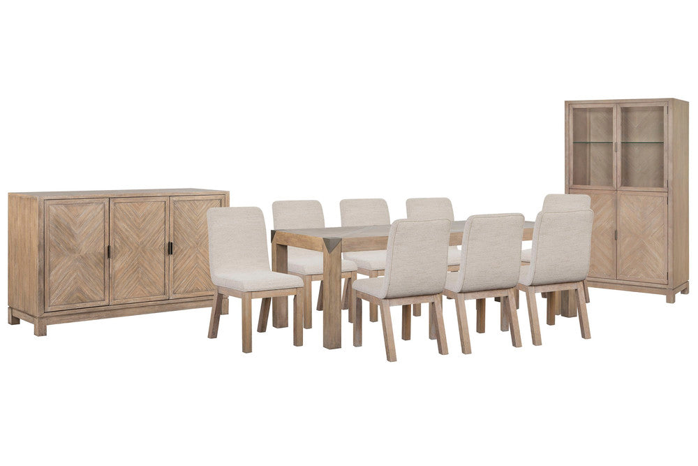 Magnussen - Ainsley Cerused Khaki Extendable Rectangular Dining Table With 8 Host Chairs Buffet And Display Cabinet - D5333-20-KIT24 view 1