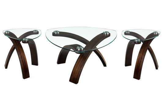 Magnussen - Allure Hazelnut Pie Shaped Cocktail Table With 2 End Tables - T1396-65KIT2 view 1