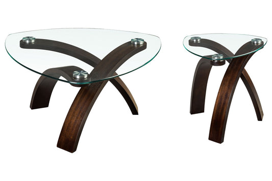 Magnussen - Allure Hazelnut Pie Shaped Cocktail Table With End Table - T1396-65KIT1 view 1