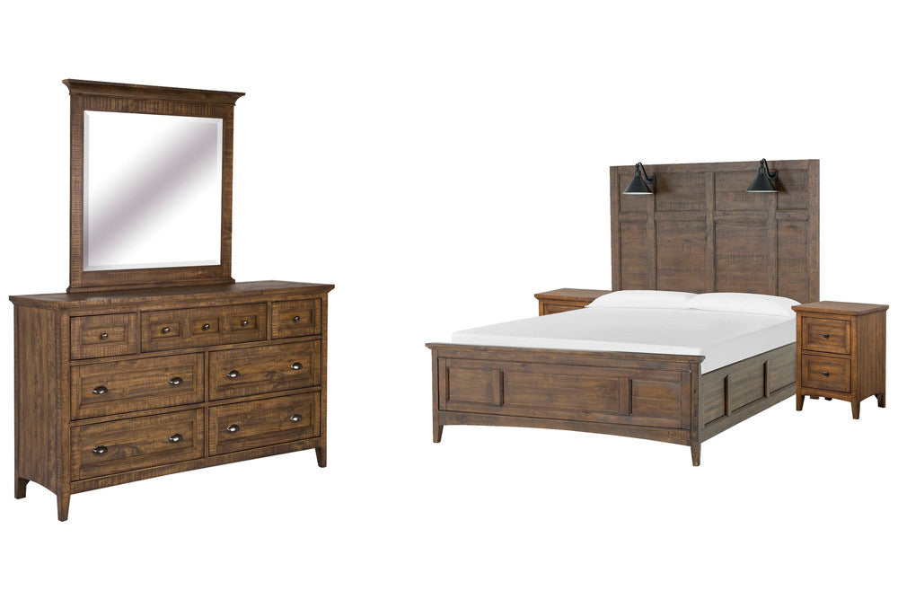 Magnussen - Bay Creek Toasted Nutmeg California King Lamp Panel Bed 2 Small Nightstands And Drawer Dresser With Landscape Mirror - B4398-79-KIT9 view 1