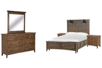Magnussen - Bay Creek Toasted Nutmeg California King Lamp Panel Storage Bed 2 Nightstands And Drawer Dresser With Landscape Mirror - B4398-79B-KIT4 view 1