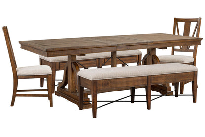 Magnussen - Bay Creek Toasted Nutmeg Extendable Trestle Dining Table With 2 Upholstered Benches And 2 Side Chairs - D4398-25-KIT25 view 1