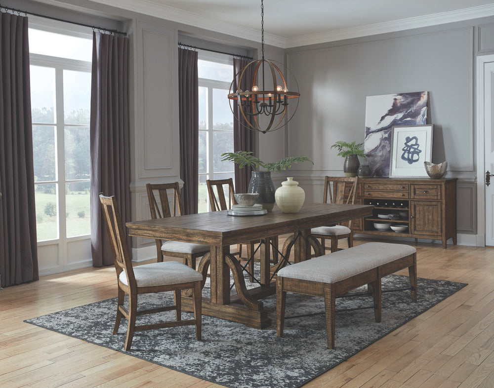 Magnussen - Bay Creek Toasted Nutmeg Extendable Trestle Dining Table With 2 Upholstered Benches And 2 Side Chairs - D4398-25-KIT25 view 10