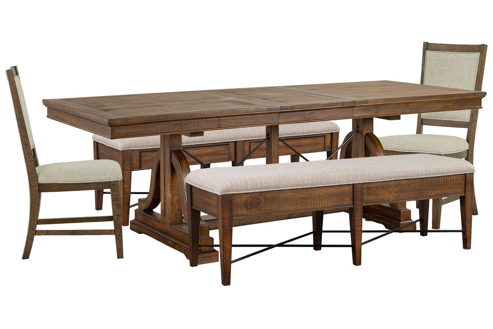 Magnussen - Bay Creek Toasted Nutmeg Extendable Trestle Dining Table With 2 Upholstered Benches And 2 Upholstered Side Chairs - D4398-25-KIT27 view 1