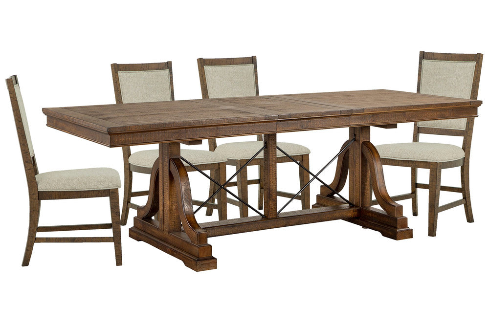 Magnussen - Bay Creek Toasted Nutmeg Extendable Trestle Dining Table With 4 Upholstered Side Chairs - D4398-25-KIT3 view 1