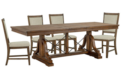 Magnussen - Bay Creek Toasted Nutmeg Extendable Trestle Dining Table With 4 Upholstered Side Chairs - D4398-25-KIT3 view 1