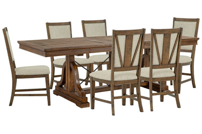 Magnussen - Bay Creek Toasted Nutmeg Extendable Trestle Dining Table With 6 Upholstered Side Chairs - D4398-25-KIT7 view 1
