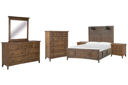 Magnussen - Bay Creek Toasted Nutmeg King Lamp Panel Bed 2 Nightstands Drawer Dresser With Landscape Mirror And Drawer Chest - B4398-69-KIT5 view 1