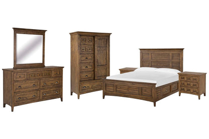 Magnussen - Bay Creek Toasted Nutmeg Queen Panel Storage Bed 2 Nightstands Drawer Dresser With Landscape Mirror And Door Chest - B4398-55-KIT6 view 1