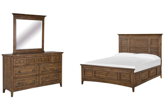 Magnussen - Bay Creek Toasted Nutmeg Queen Panel Storage Bed And Drawer Dresser With Landscape Mirror - B4398-55-KIT3 view 1