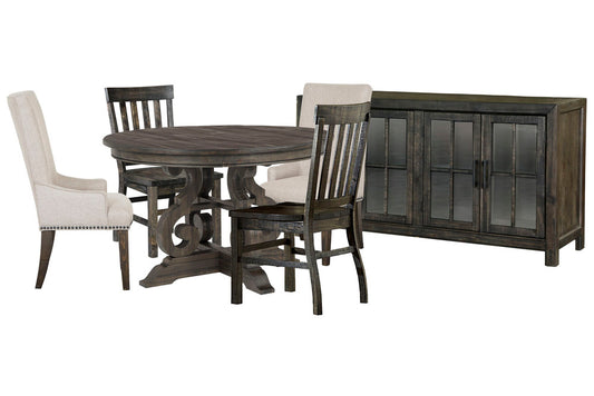 Magnussen - Bellamy Peppercorn 48" Round Dining Table With 2 Side Chairs 2 Host Chairs And Buffet - D2491-22-KIT13 view 1