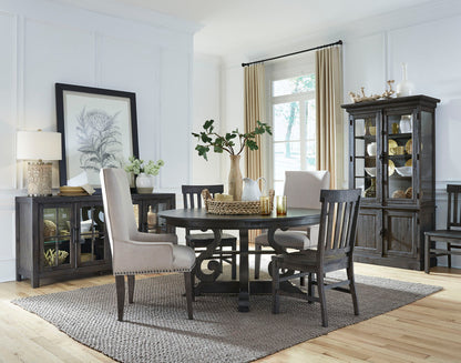 Magnussen - Bellamy Peppercorn 48" Round Dining Table With 2 Upholstered Side Chairs 2 Host Chairs And Buffet - D2491-22-KIT18 view 10
