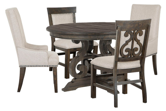 Magnussen - Bellamy Peppercorn 48" Round Dining Table With 2 Upholstered Side Chairs And 2 Host Chairs - D2491-22-KIT16 view 1