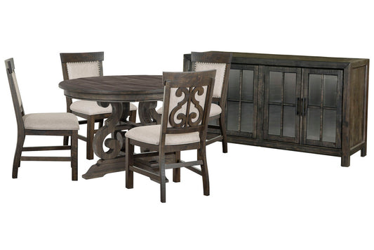 Magnussen - Bellamy Peppercorn 48" Round Dining Table With 4 Upholstered Side Chairs And Buffet - D2491-22-KIT8 view 1