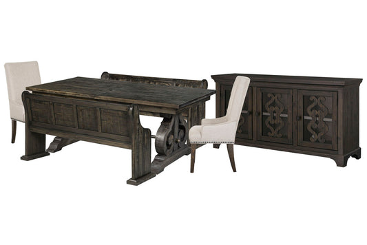Magnussen - Bellamy Peppercorn Extendable Rectangular Dining Table With 2 Benches 2 Host Chairs And Server - D2491-20-KIT77 view 1