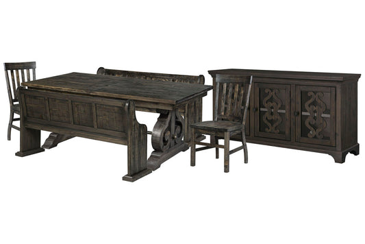 Magnussen - Bellamy Peppercorn Extendable Rectangular Dining Table With 2 Benches 2 Side Chairs And Server - D2491-20-KIT67 view 1