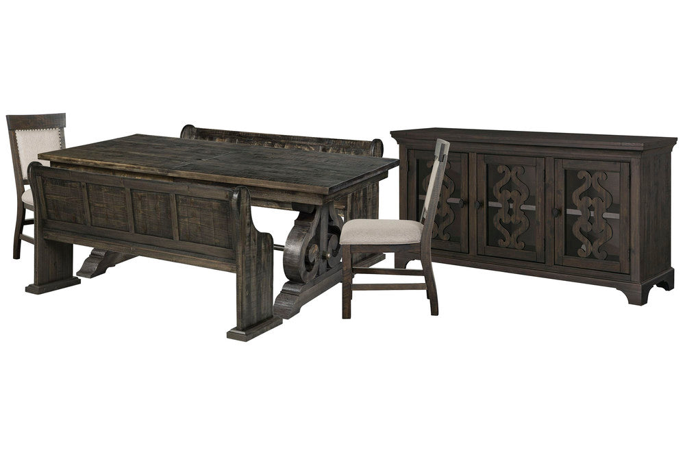 Magnussen - Bellamy Peppercorn Extendable Rectangular Dining Table With 2 Benches 2 Upholstered Side Chairs And Server - D2491-20-KIT72 view 1