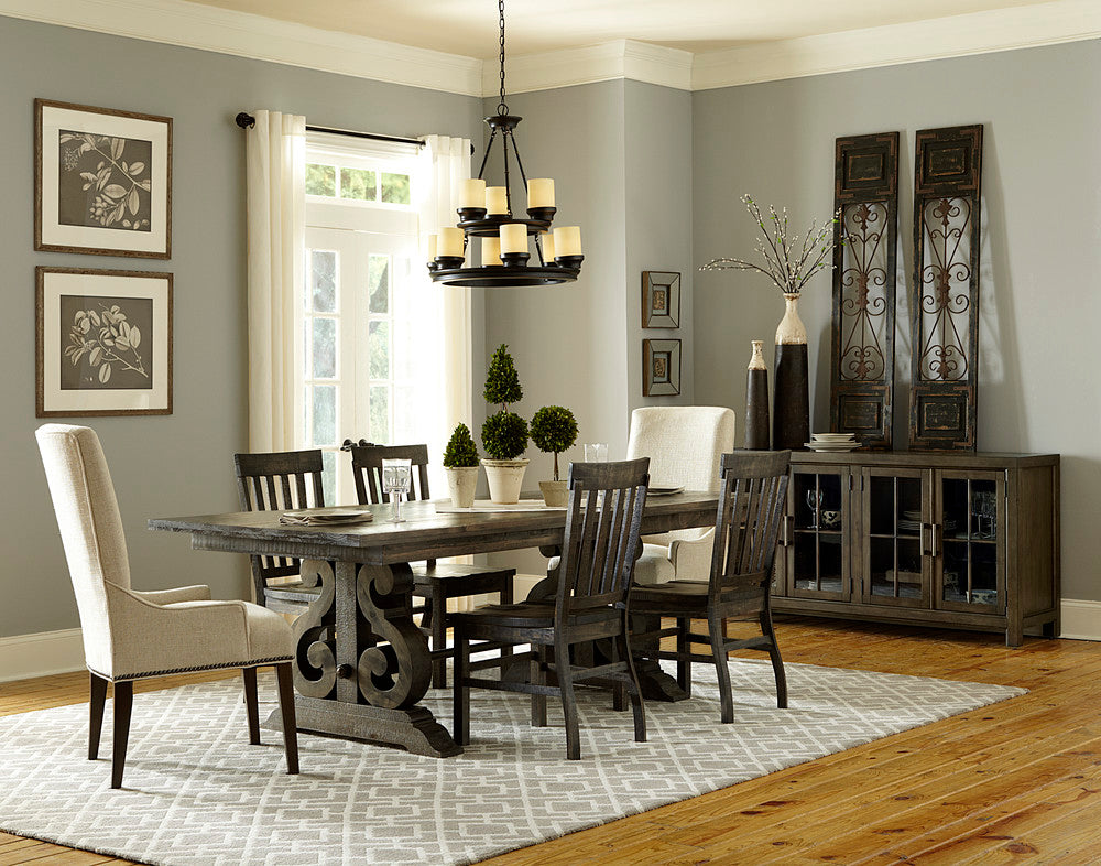 Magnussen - Bellamy Peppercorn Extendable Rectangular Dining Table With 2 Benches 2 Upholstered Side Chairs And Server - D2491-20-KIT72 view 10