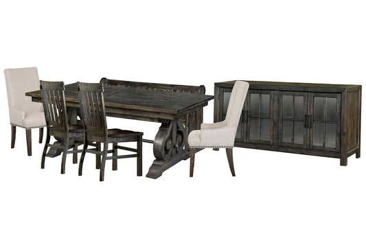 Magnussen - Bellamy Peppercorn Extendable Rectangular Dining Table With 2 Side Chairs 2 Host Chairs Bench And Buffet - D2491-20-KIT53 view 1