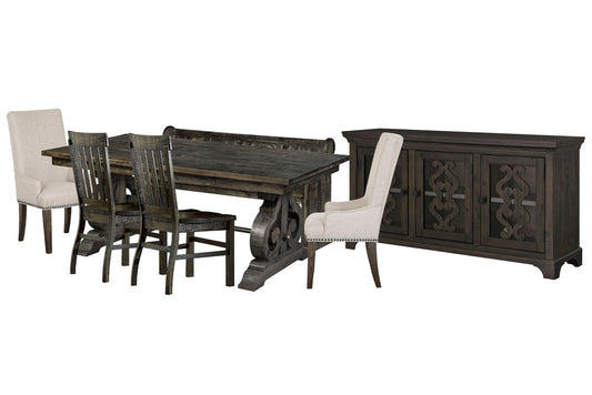 Magnussen - Bellamy Peppercorn Extendable Rectangular Dining Table With 2 Side Chairs 2 Host Chairs Bench And Server - D2491-20-KIT52 view 1
