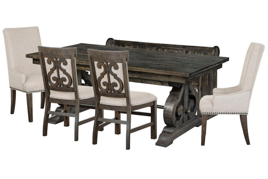 Magnussen - Bellamy Peppercorn Extendable Rectangular Dining Table With 2 Upholstered Side Chairs 2 Host Chairs And Bench - D2491-20-KIT56 view 1