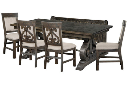 Magnussen - Bellamy Peppercorn Extendable Rectangular Dining Table With 4 Upholstered Side Chairs And Bench - D2491-20-KIT46 view 1