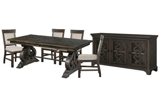 Magnussen - Bellamy Peppercorn Extendable Rectangular Dining Table With 4 Upholstered Side Chairs And Server - D2491-20-KIT12 view 1