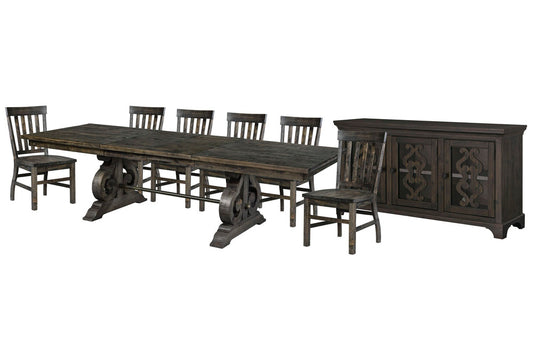 Magnussen - Bellamy Peppercorn Extendable Rectangular Dining Table With 6 Side Chairs And Server - D2491-20-KIT7 view 1