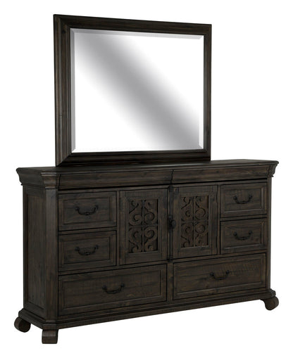 Magnussen - Bellamy Peppercorn King Sleigh Storage Bed 2 Nightstands Drawer Dresser With Landscape Mirror And Door Chest - B2491-63-KIT9 view 5