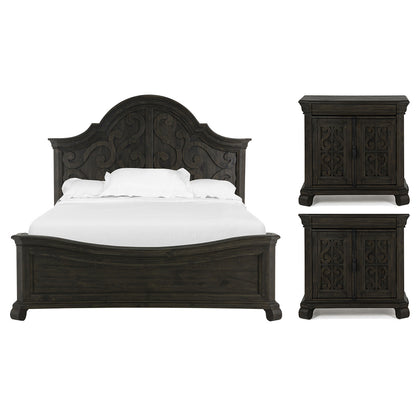 Magnussen - Bellamy Peppercorn Queen Shaped Panel Bed With 2 Barchelor Chests - B2491-55-KIT12 view 1