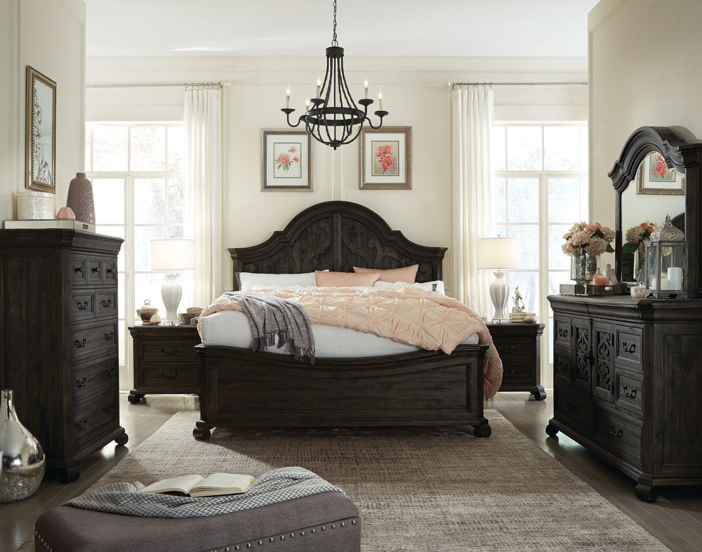 Magnussen - Bellamy Peppercorn Queen Shaped Panel Bed With 2 Barchelor Chests - B2491-55-KIT12 view 8
