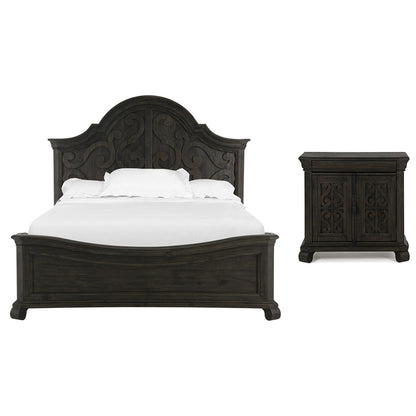 Magnussen - Bellamy Peppercorn Queen Shaped Panel Bed With Barchelor Chest - B2491-55-KIT11 view 1