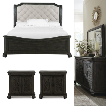 Magnussen - Bellamy Peppercorn Queen Sleigh Bed 2 Barchelor Chests And Drawer Dresser With Landscape Mirror - B2491-53B-KIT13 view 1