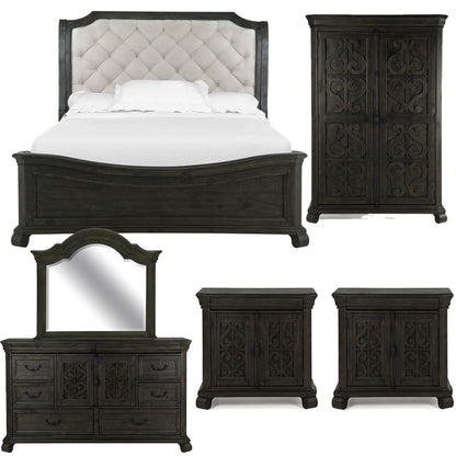 Magnussen - Bellamy Peppercorn Queen Sleigh Bed 2 Barchelor Chests Drawer Dresser With Shaped Mirror And Door Chest - B2491-53B-KIT18 view 1
