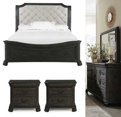 Magnussen - Bellamy Peppercorn Queen Sleigh Bed 2 Nightstands And Drawer Dresser With Landscape Mirror - B2491-53B-KIT5 view 1