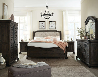 Magnussen - Bellamy Peppercorn Queen Sleigh Bed 2 Nightstands And Drawer Dresser With Landscape Mirror - B2491-53B-KIT5 view 8