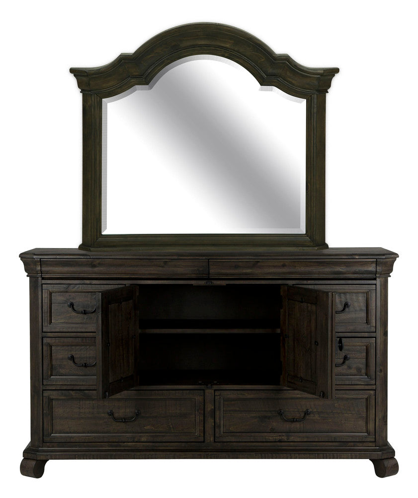 Magnussen - Bellamy Peppercorn Queen Sleigh Bed 2 Nightstands And Drawer Dresser With Shaped Mirror - B2491-53B-KIT6 view 7