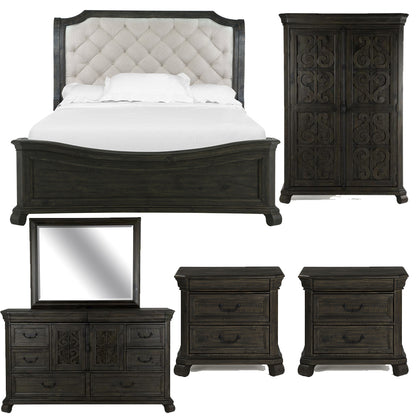Magnussen - Bellamy Peppercorn Queen Sleigh Bed 2 Nightstands Drawer Dresser With Landscape Mirror And Door Chest - B2491-53B-KIT9 view 1