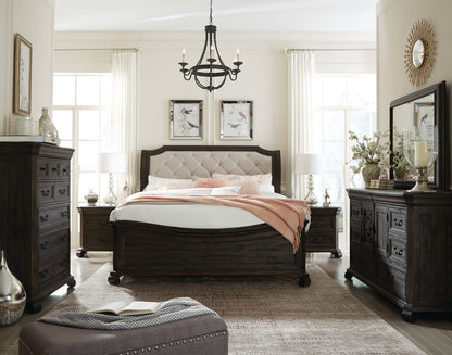 Magnussen - Bellamy Peppercorn Queen Sleigh Bed 2 Nightstands Drawer Dresser With Landscape Mirror And Door Chest - B2491-53B-KIT9 view 9