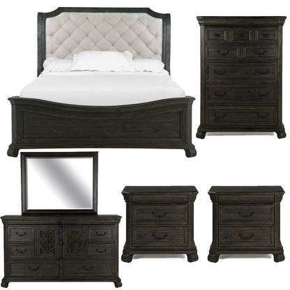 Magnussen - Bellamy Peppercorn Queen Sleigh Bed 2 Nightstands Drawer Dresser With Landscape Mirror And Drawer Chest - B2491-53B-KIT7 view 1