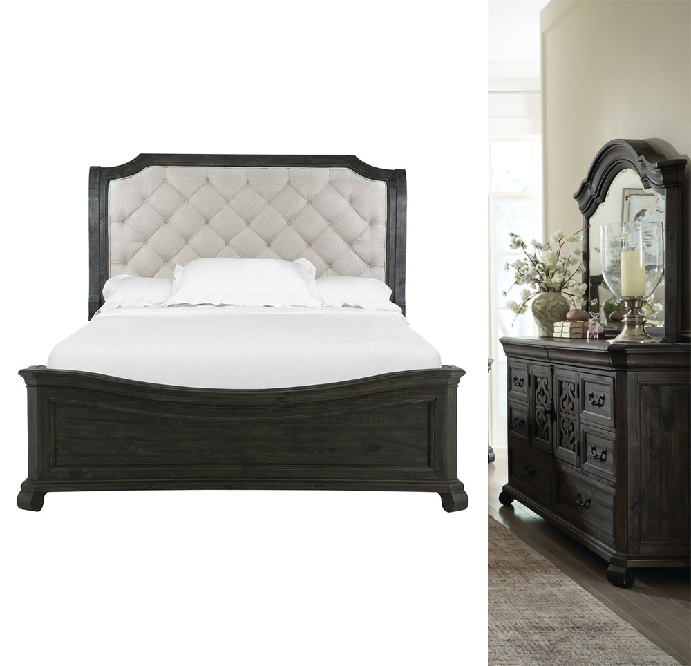 Magnussen - Bellamy Peppercorn Queen Sleigh Bed And Drawer Dresser With Shaped Mirror - B2491-53B-KIT4 view 1