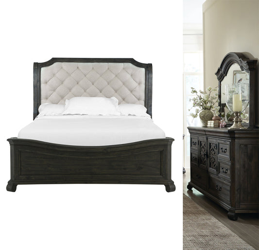 Magnussen - Bellamy Peppercorn Queen Sleigh Bed And Drawer Dresser With Shaped Mirror - B2491-53B-KIT4 view 1